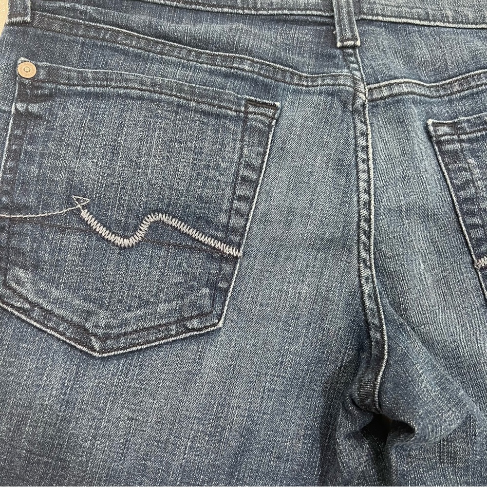 7 FOR ALL MANKIND Dark Blue Indigo Denim Shorts Size 28 - Picture 5 of 6